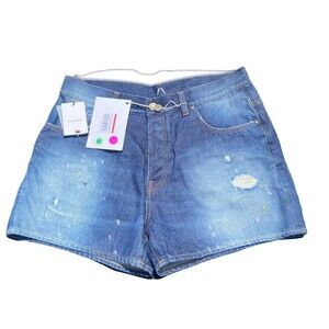 Aglini Dark Wash Women's Shorts Size 29 NWT Button & Zip Fly Closure
